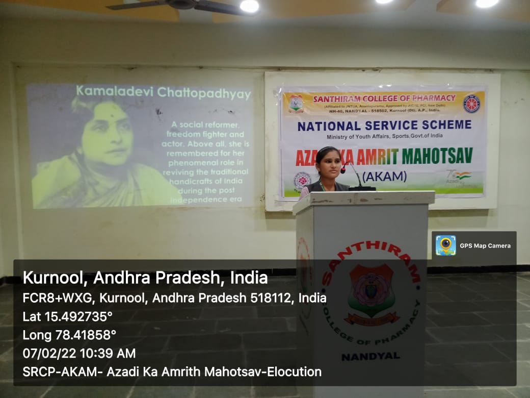 Azadi Ka Amrit Mahotsav - AKAM - Activities: Elocution, Debate, Guest Lecture, Essay Writing, Green Pharmacy 
